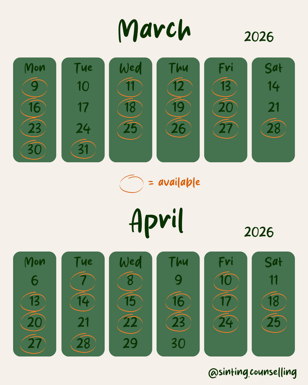 Walking Partner dates and locations